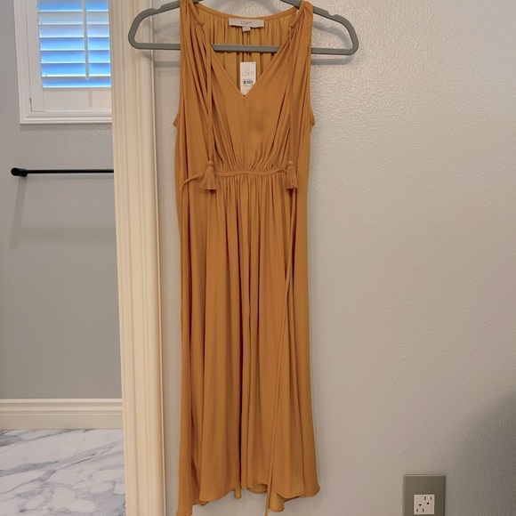 LOFT Gold/Mustard midi dress-NWT - Picture 6 of 9